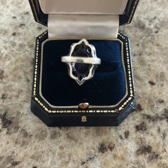 Sterling Silver 925, Amethyst Marcasite Ring -size 6 - Picture 5 of 7